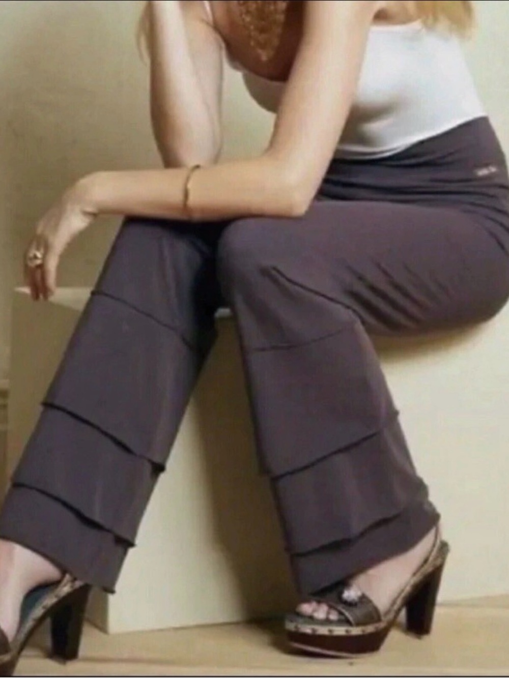Matilda Jane Layered Wide-Leg Leggings in Charcoal